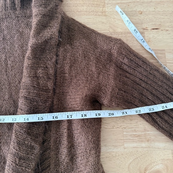Free People Brown Mohair Open Front Cropped Cardigan Sweater L - Picture 9 of 11
